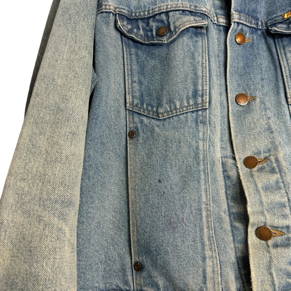 VTG 80’s Rustler Denim Light washed Trucker Jacket Men’s Sz XL USA Distressed - Picture 3 of 8